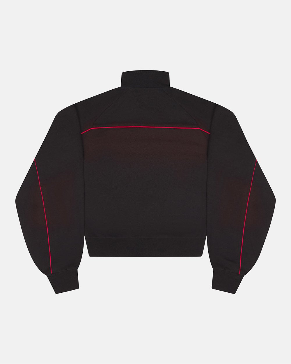 SAVAGE WASHED JACKET BLACK & RED - black and red washed zip-up hoodie, back view - Cold Culture #packshot