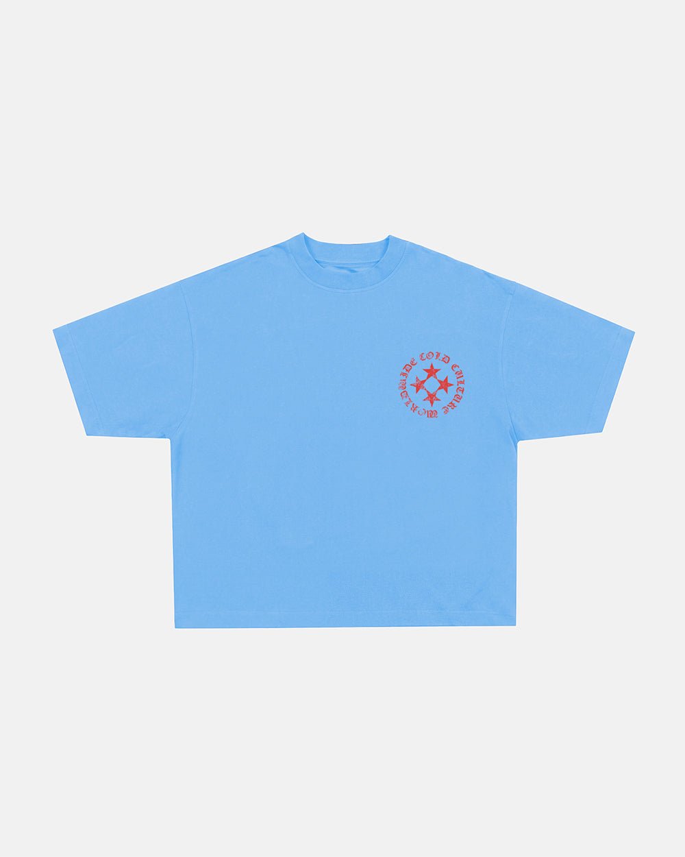 SCATTER TEE BLUE - blue graphic print tee, front view - Cold Culture #packshot