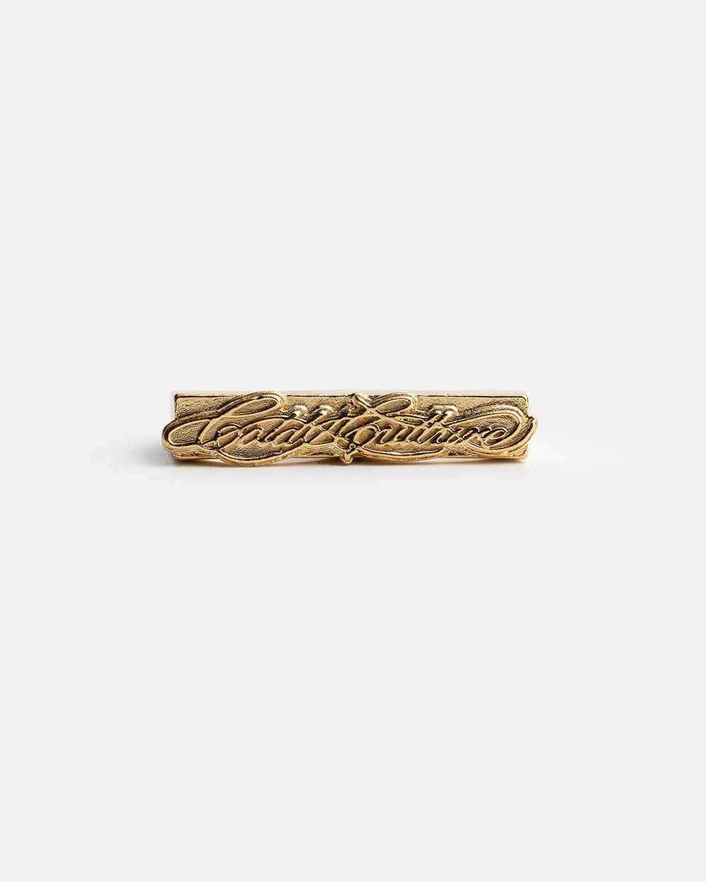 SCRIPT DOUBLE RING GOLD - gold double finger ring, front view - Cold Culture #packshot