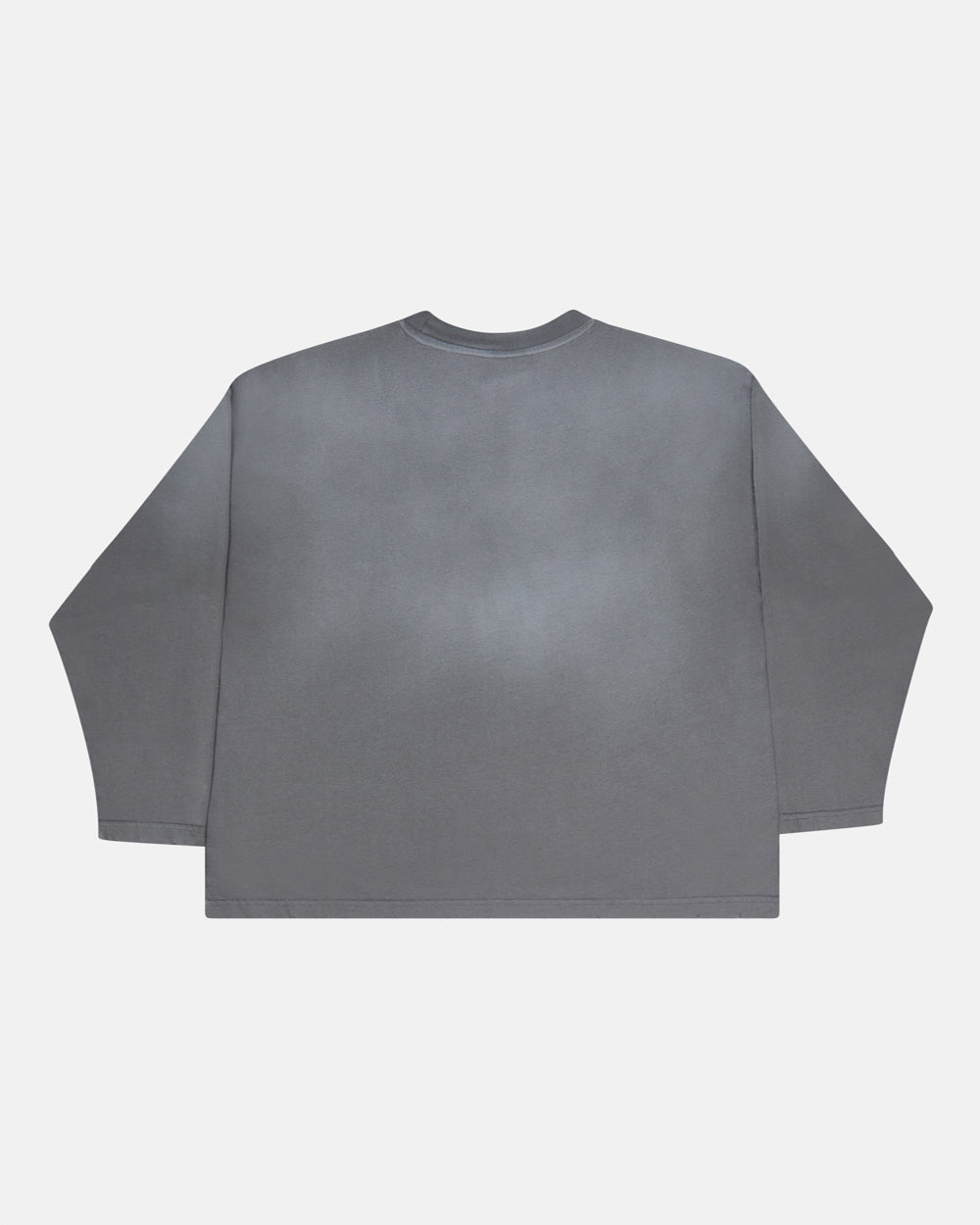 SCRIPT LONGSLEEVE TEE ANTRACITE GREY - dark grey script print longsleeve tee, back view - Cold Culture #packshot