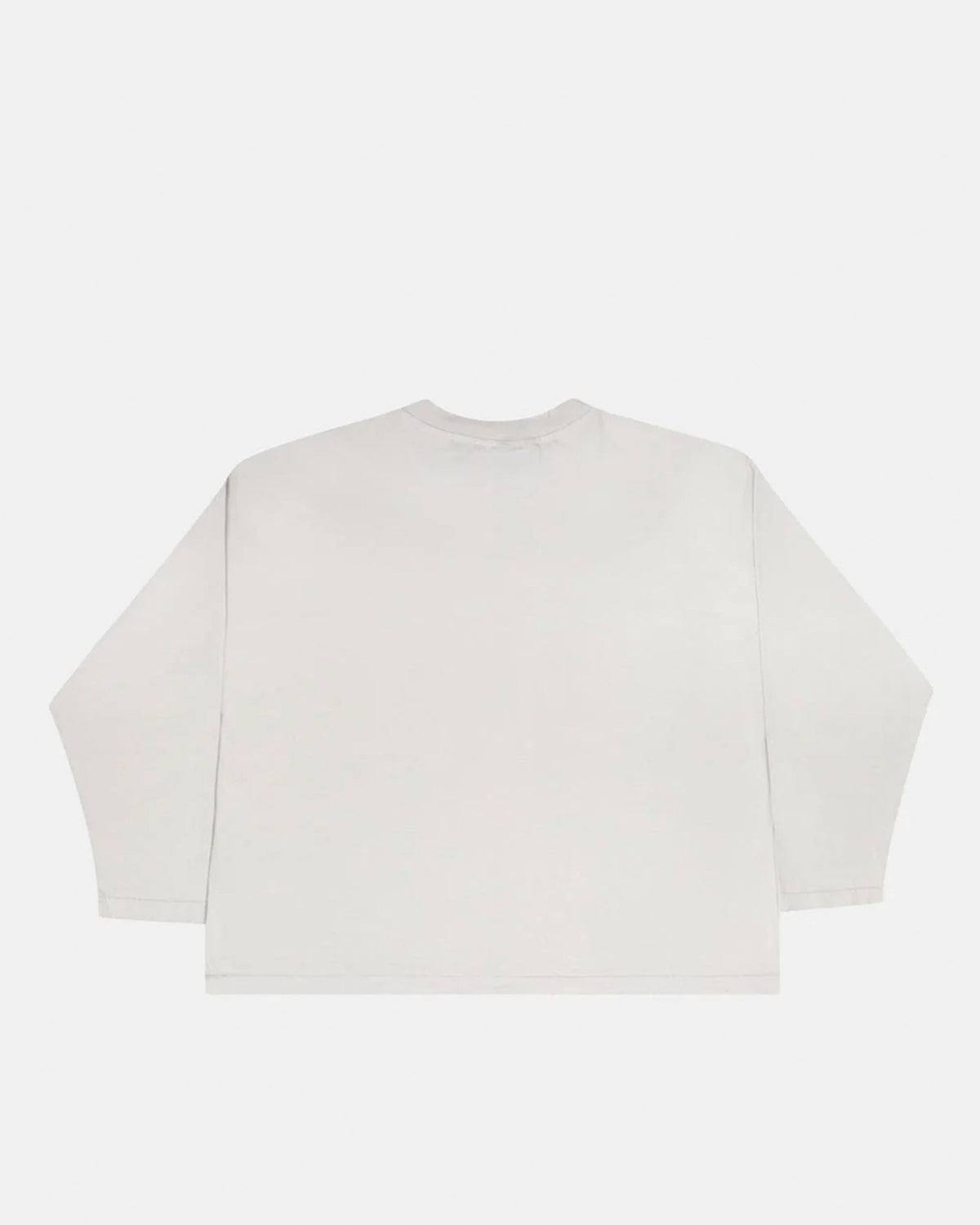 SCRIPT LONGSLEEVE TEE LIGHT GREY - light grey script print longsleeve tee, back view - Cold Culture #packshot
