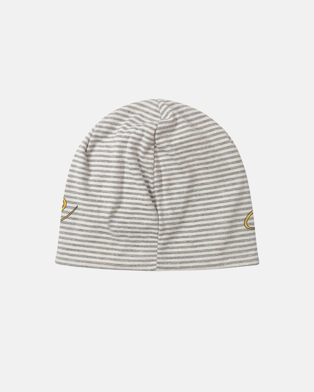 SCRIPTED STRIPES BEANIE WHITE - white striped beanie, back view - Cold Culture #packshot