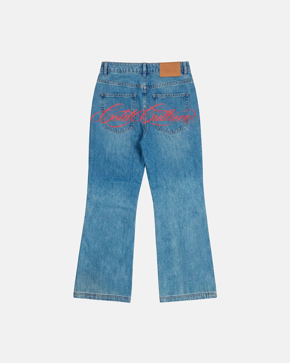 SIGHT BOOTCUT JEANS DENIM - blue washed bootcut jeans, back view - Cold Culture #packshot