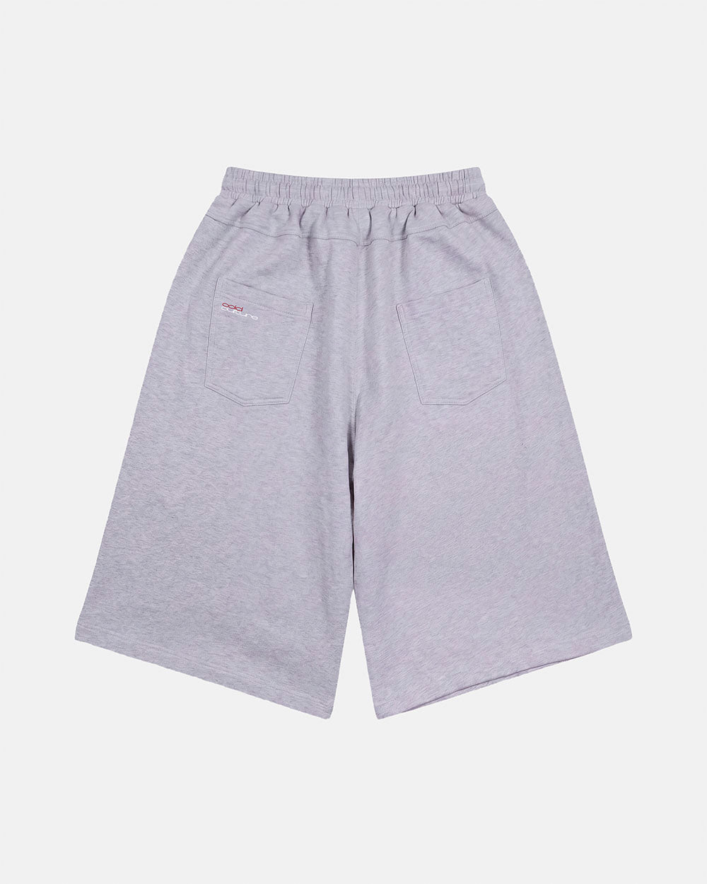 SNAPPED V2 JORTS HEATHER GREY - heather grey oversized sweat shorts, back view - Cold Culture #packshot