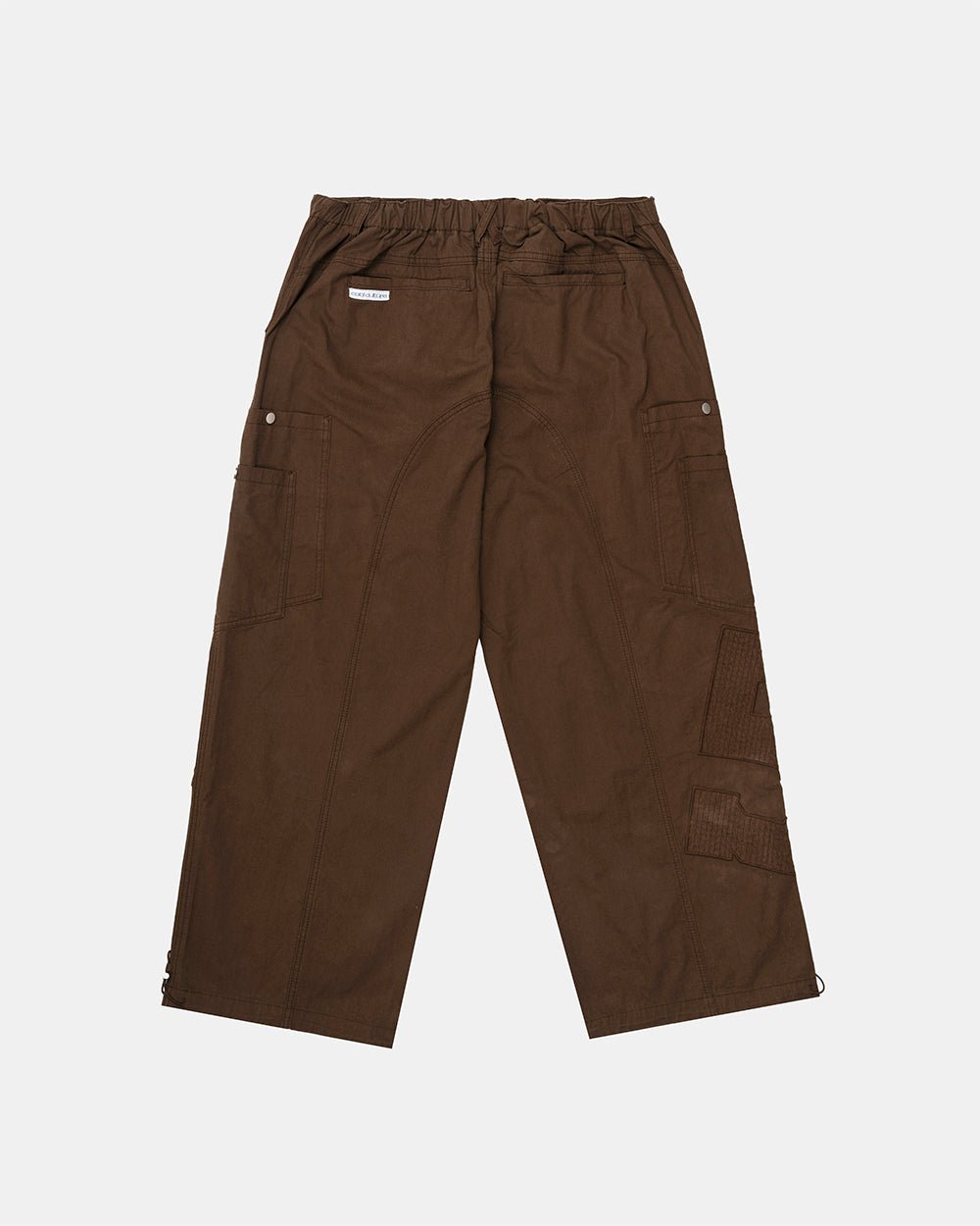 SOLID CARGO PANTS BROWN - brown cargo pants, flat lay - Cold Culture #packshot