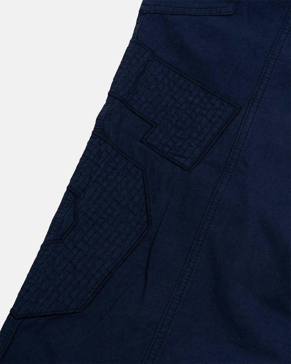 SOLID CARGO PANTS NAVY - navy cargo pants, detail close-up - Cold Culture