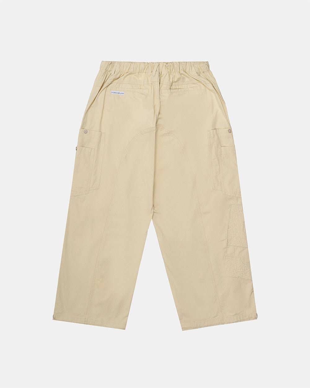 SOLID CARGO PANTS WHITE - off-white cargo pants, flat lay - Cold Culture #packshot