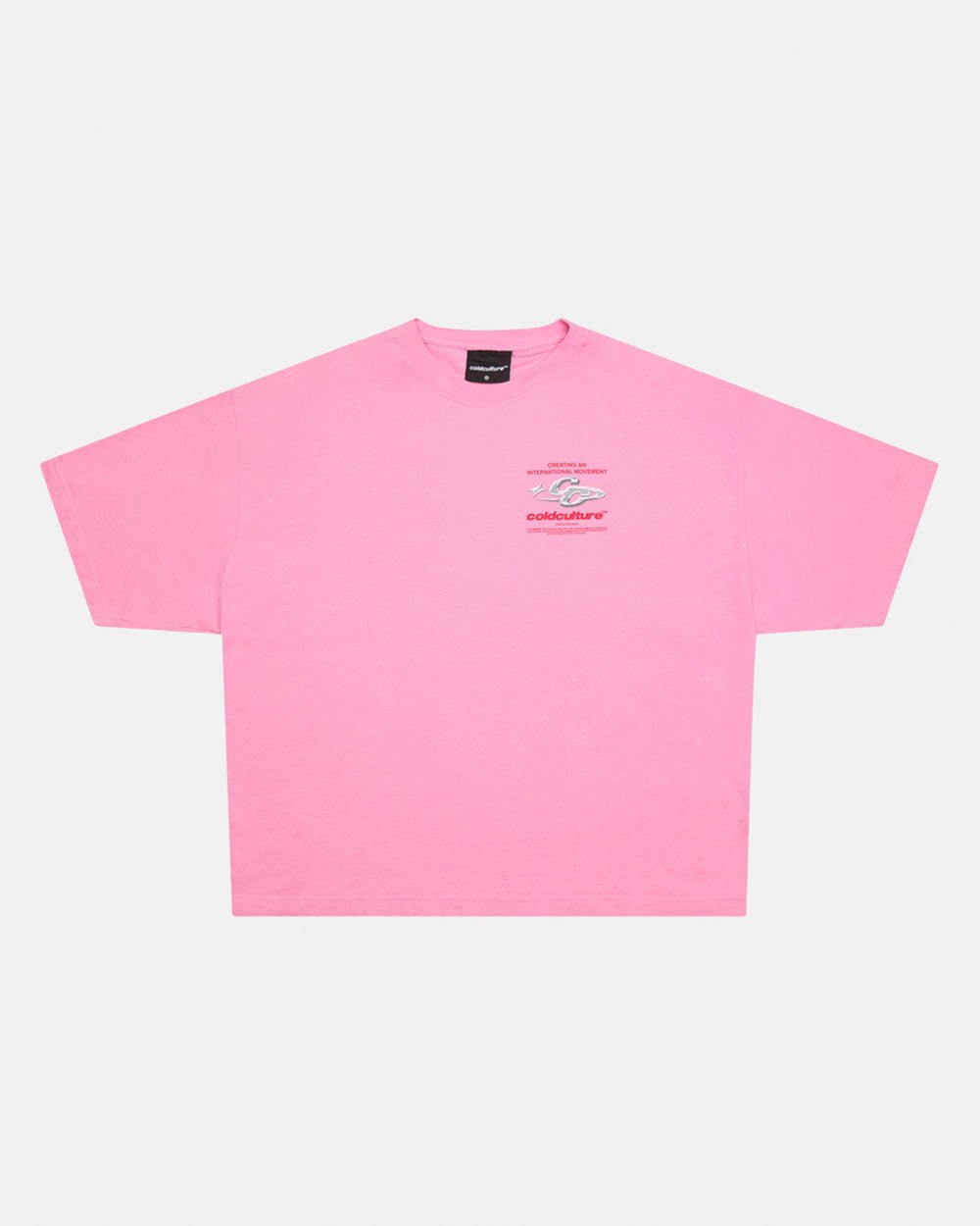 SPARKLY TEE PINK - pink graphic print tee, front view - Cold Culture #packshot