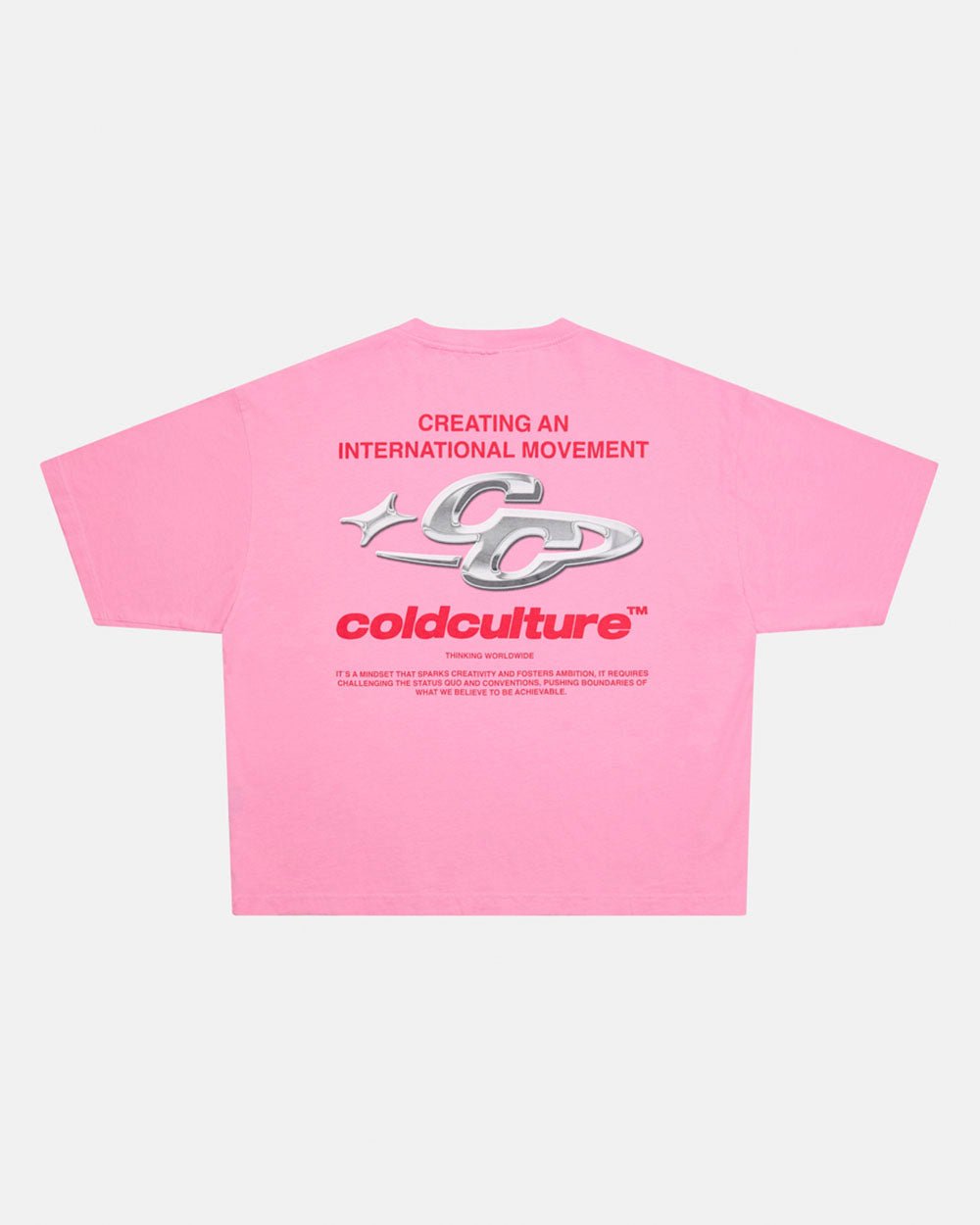 SPARKLY TEE PINK - pink graphic print tee, back view - Cold Culture #packshot