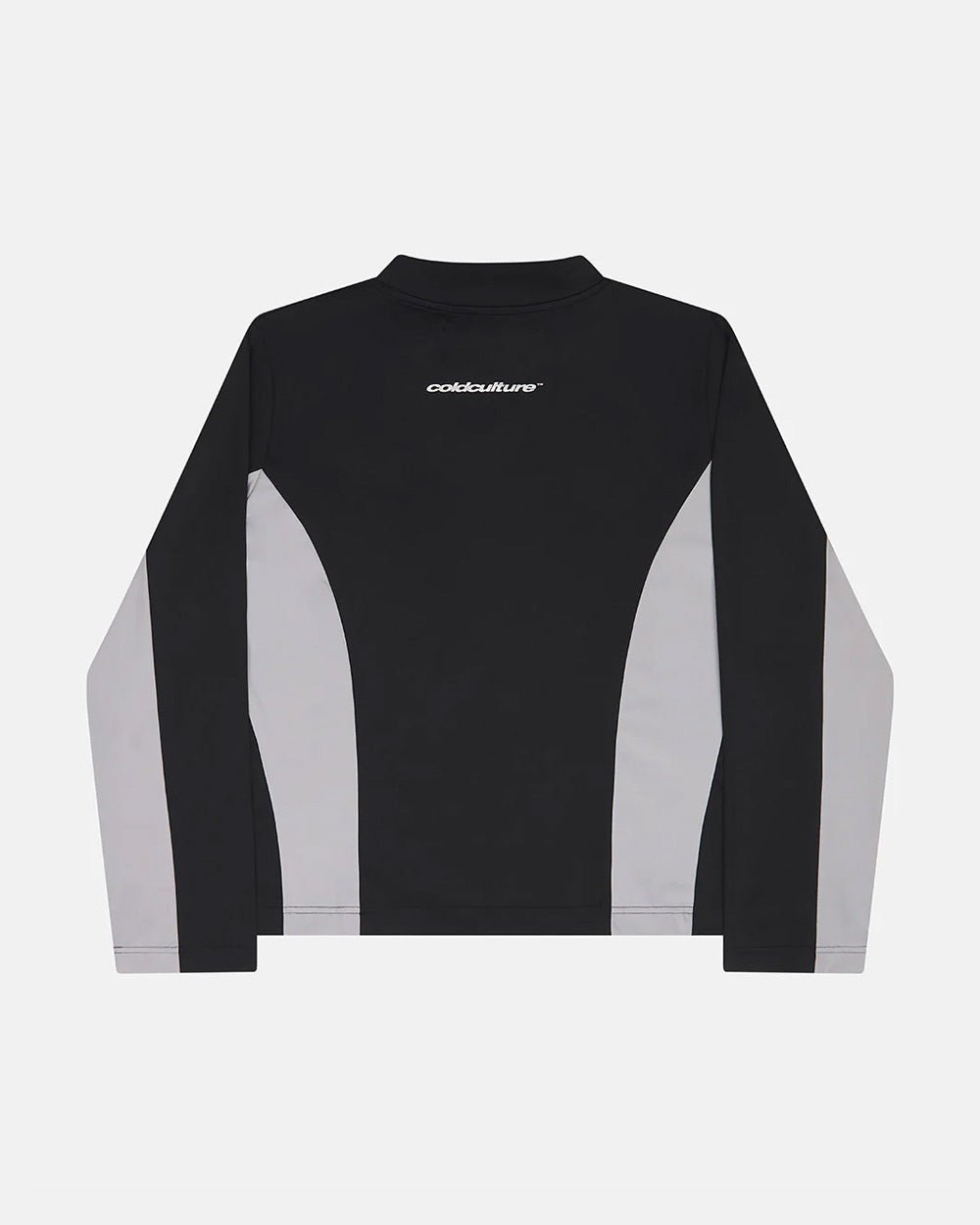 SPEED LONGSLEEVE BLACK - black two-tone longsleeve tee, back view - Cold Culture #packshot