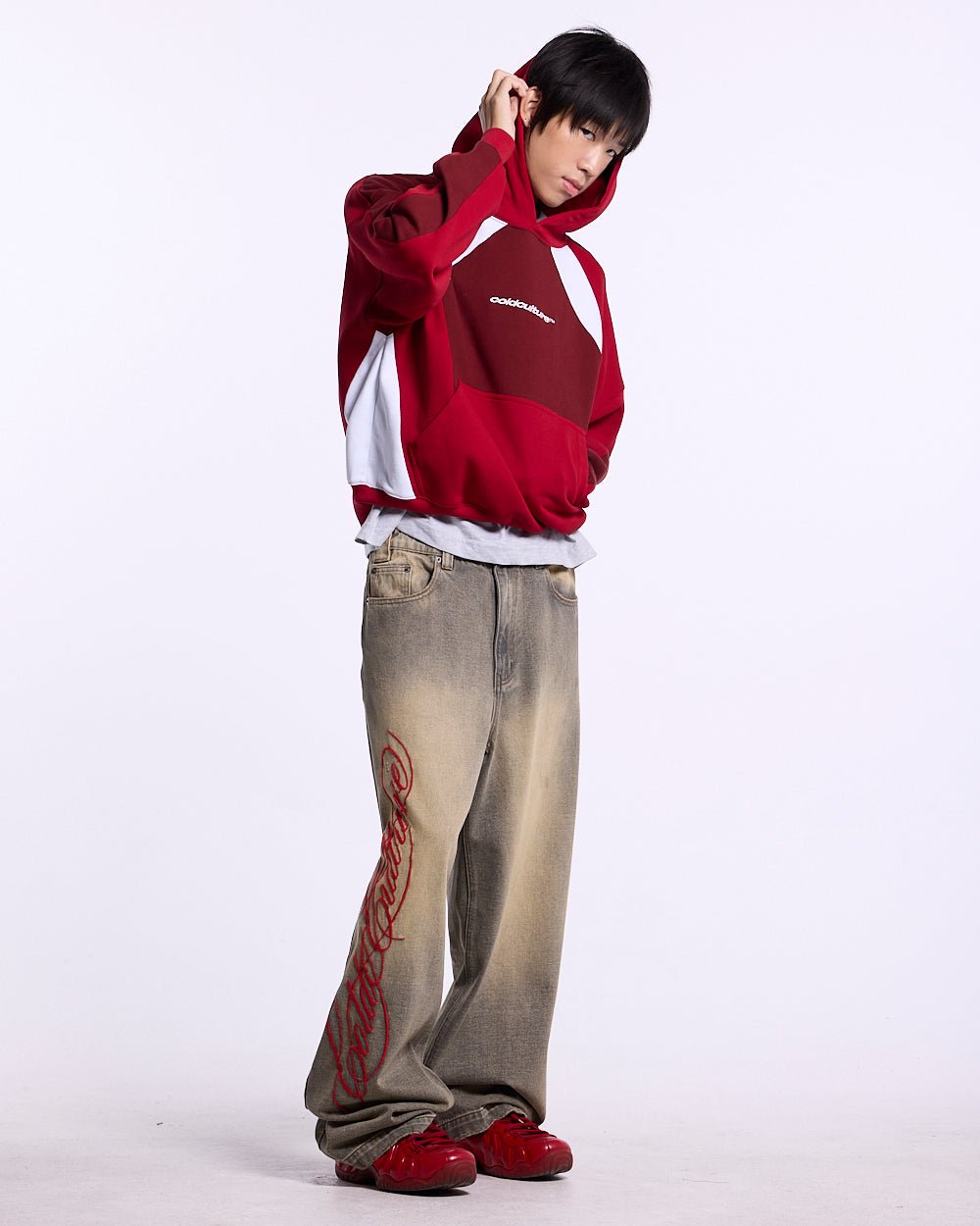 SPEED SPOKE HOODIE RED AND BURGUNDY - Cold Culture