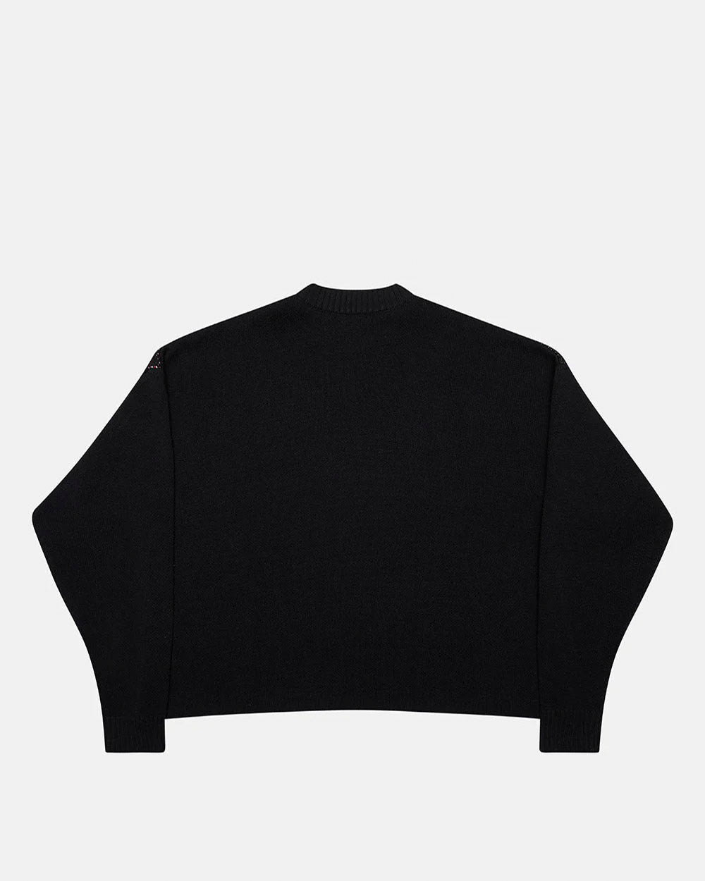 SPIDER KNIT BLACK - black spider print knit sweater, back view - Cold Culture #packshot