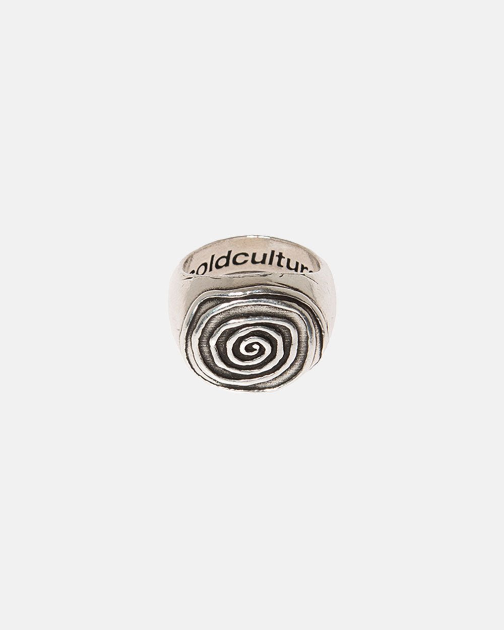 SPIRAL SIGNET RING - silver spiral signet ring, detail close-up - Cold Culture