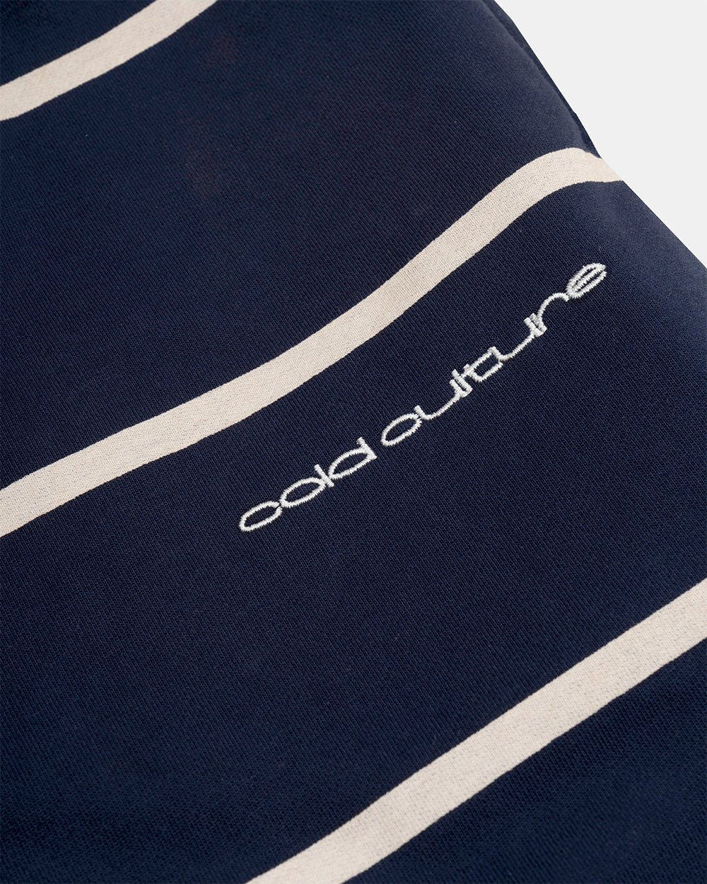 STALLION SHORT SWEATPANTS NAVY - navy striped sweat shorts, detail close-up - Cold Culture