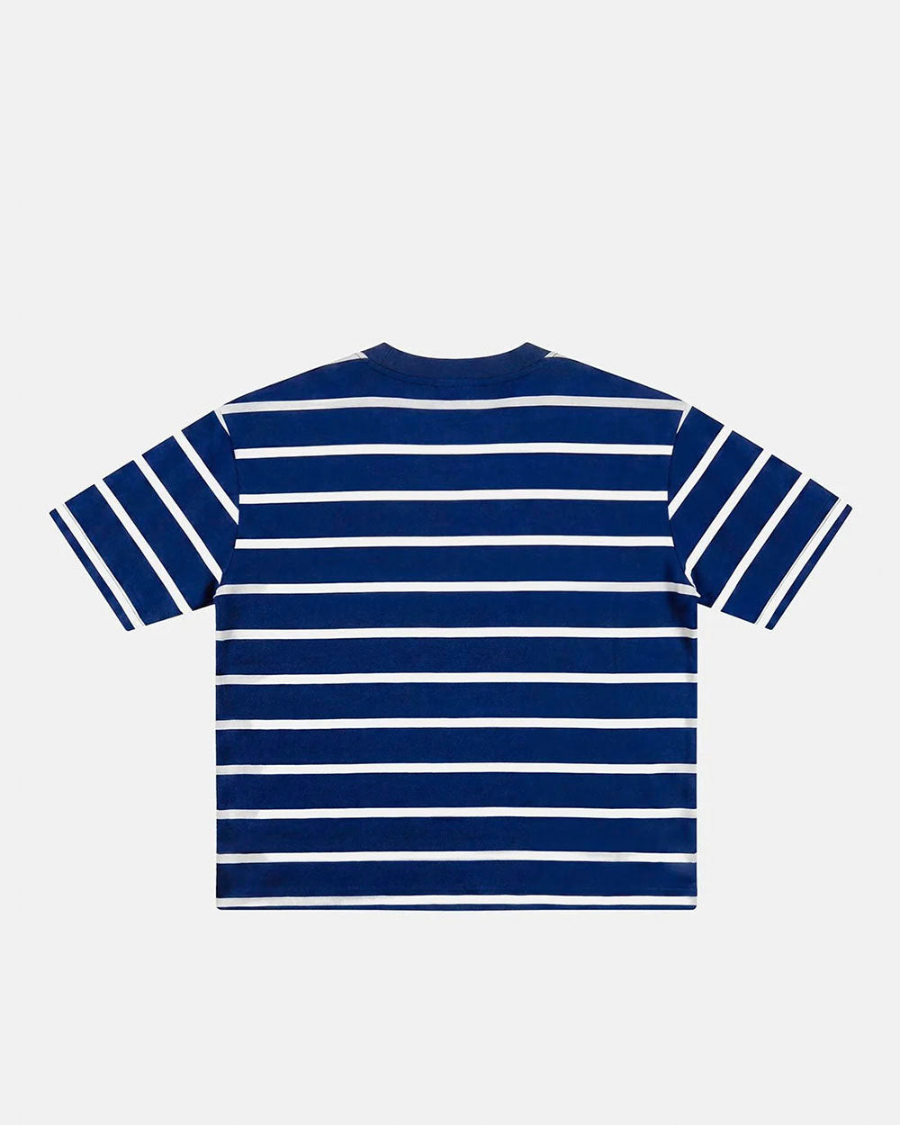 STALLION TEE NAVY - navy striped tee, back view - Cold Culture #packshot