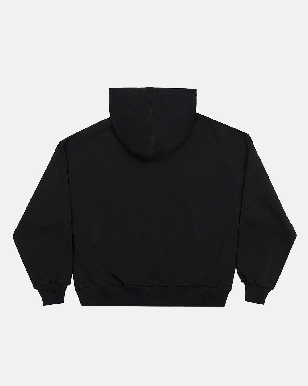 STAR CURVED ZIP HOODIE BLACK - black zip-up hoodie, back view - Cold Culture #packshot