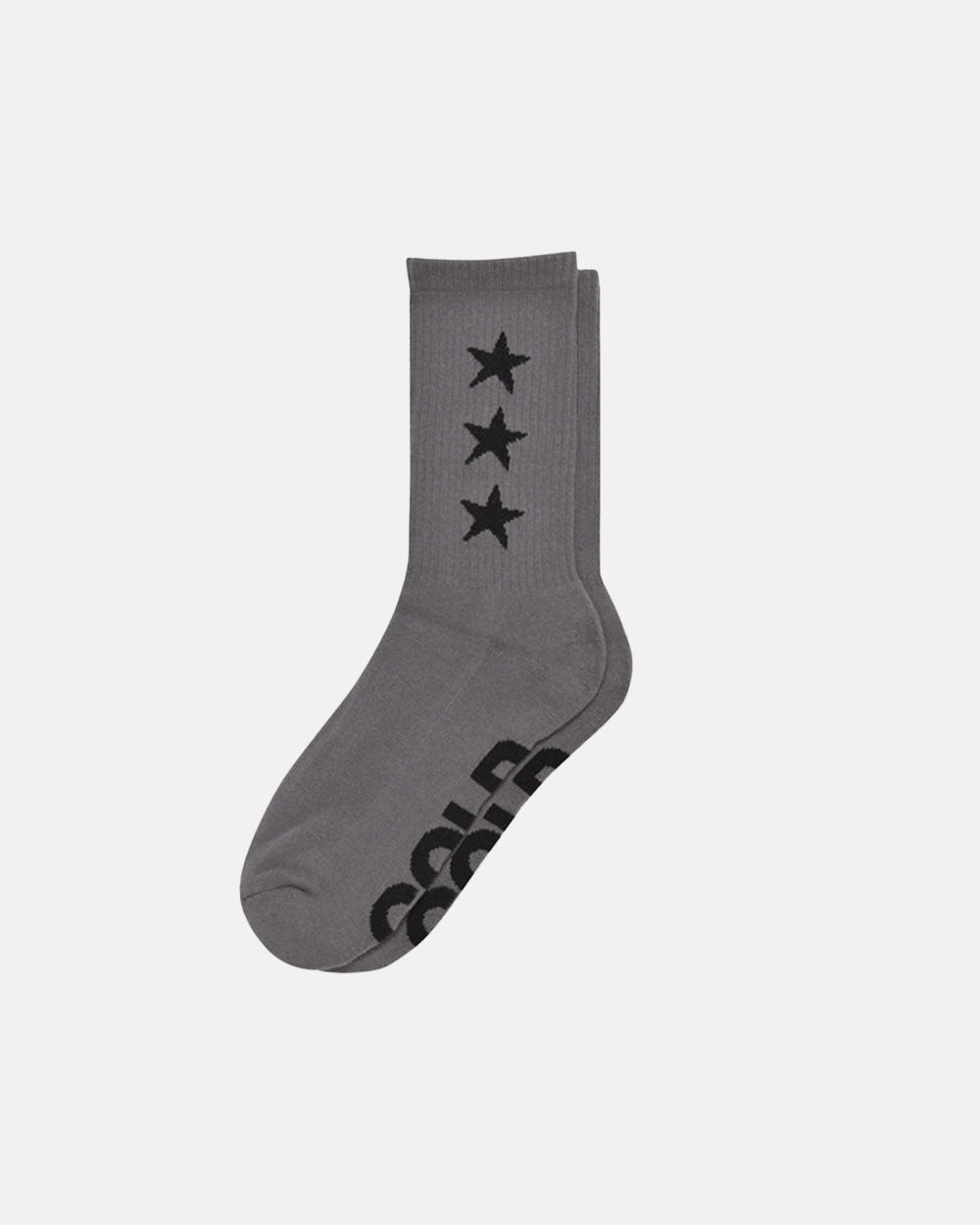 STARRY SOCKS LIGHT GREY - grey star print socks, flat lay - Cold Culture #packshot