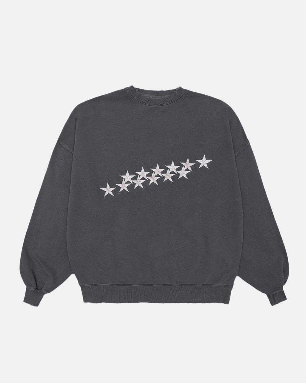 STARS CREWNECK DUST GREY - grey star print crewneck sweatshirt, front view - Cold Culture #packshot