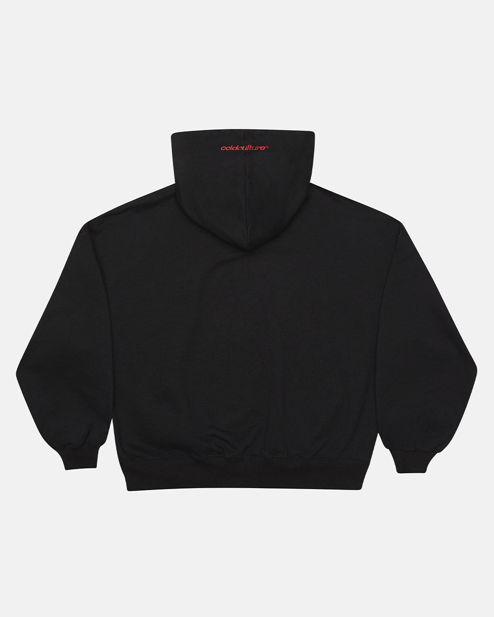 STARS HOODIE BLACK & RED - black hoodie with red stars, back view - Cold Culture #packshot