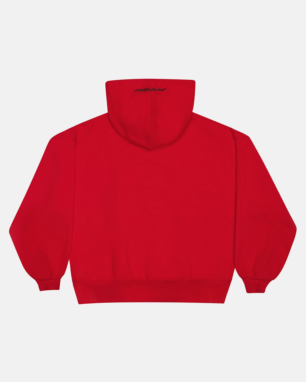 STARS HOODIE RED & BLACK - red star print hoodie, back view - Cold Culture #packshot