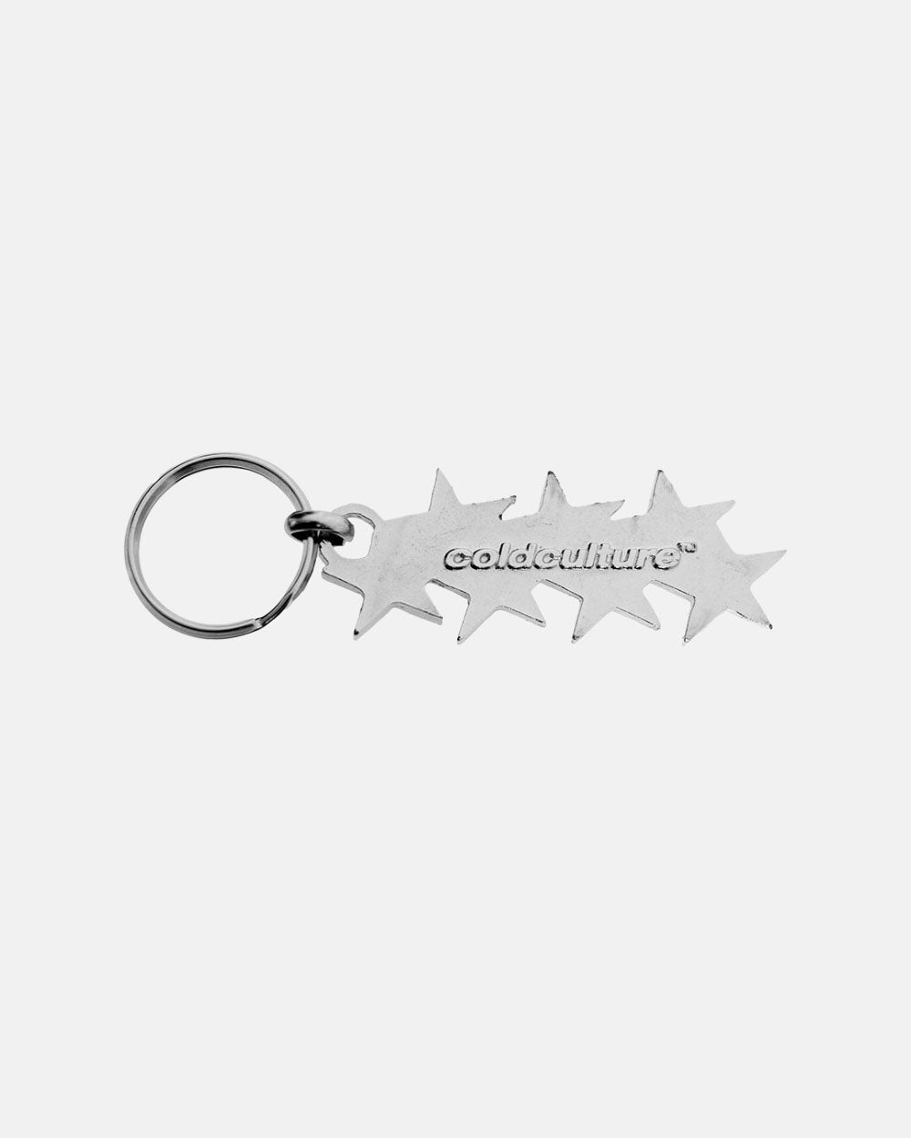 STARS KEYCHAIN METAL - silver metal star keychain, back view - Cold Culture #packshot