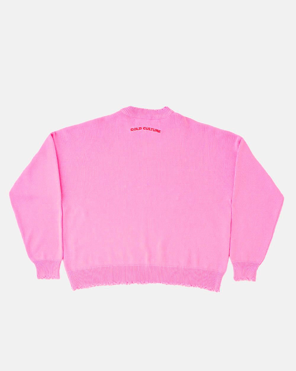 STARS KNIT PINK - pink star print knit sweater, back view - Cold Culture #packshot