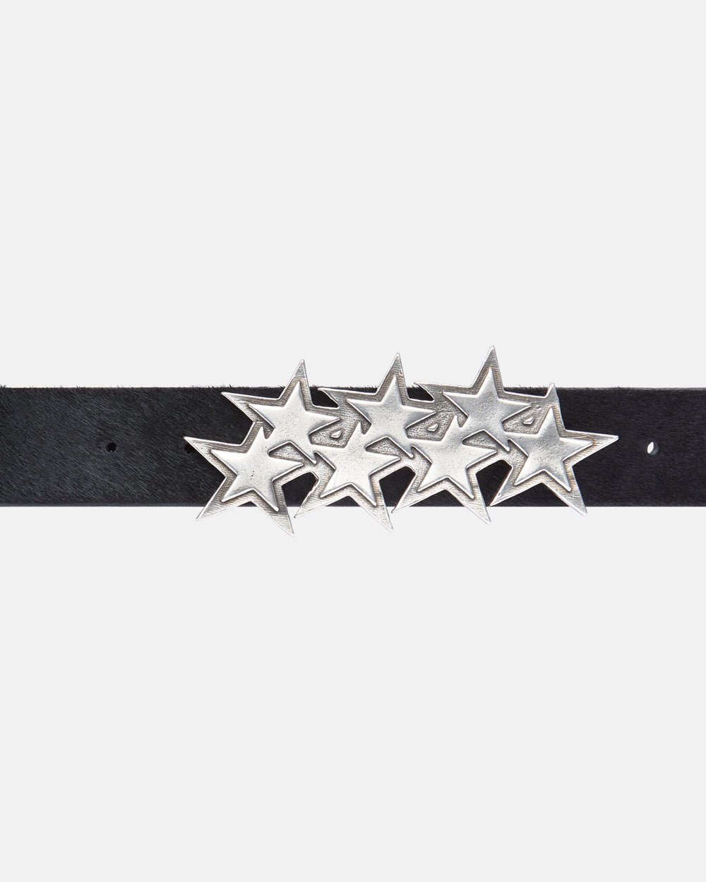 STARS LEATHER BELT FUR LINED - black fur-lined leather belt, detail close-up - Cold Culture