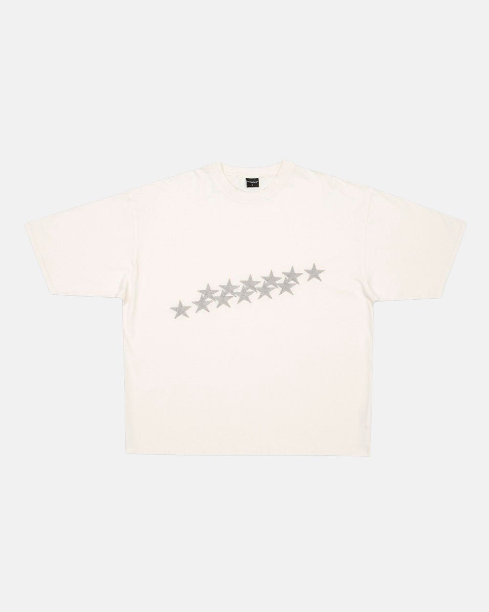 STARS TEE IVORY WHITE - ivory white oversized tee, front view - Cold Culture #packshot