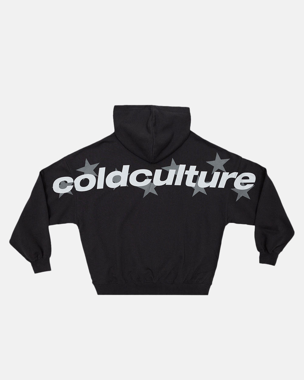 STELLAR HOODIE BLACK - black oversized hoodie, back view - Cold Culture #packshot
