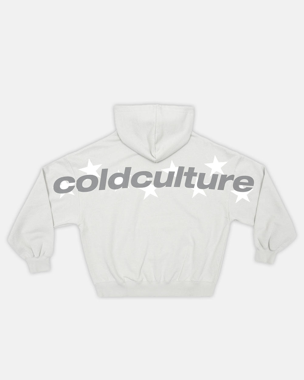 STELLAR HOODIE LIGHT GREY - light grey oversized hoodie, back view - Cold Culture #packshot