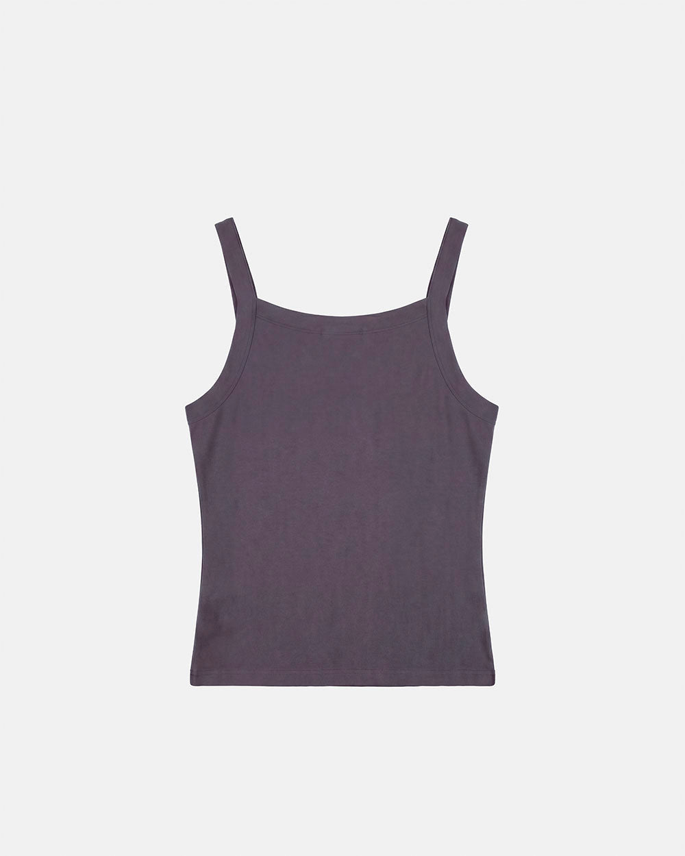 STRAPLINE TANK TOP DARK GREY - dark grey pleated tank top, back view - Cold Culture #packshot