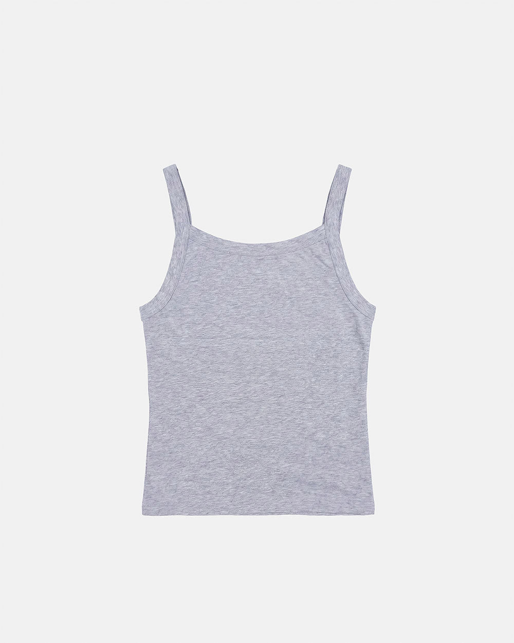 STRAPLINE TANK TOP HEATHER GREY - heather grey pleated tank top, back view - Cold Culture #packshot