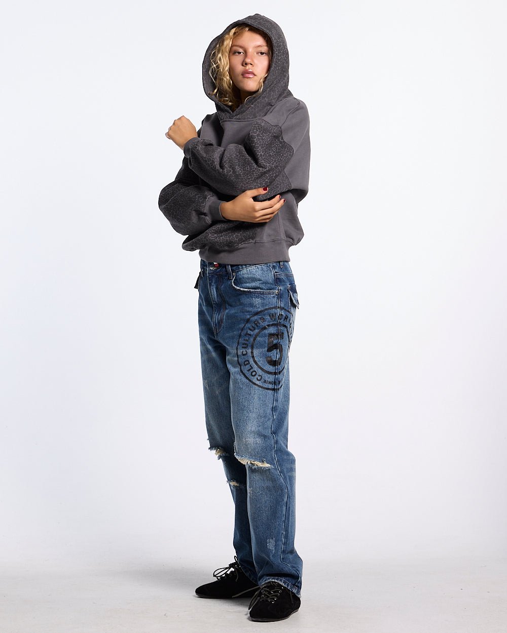 STRIPE HOODIE GREY - Cold Culture #woman