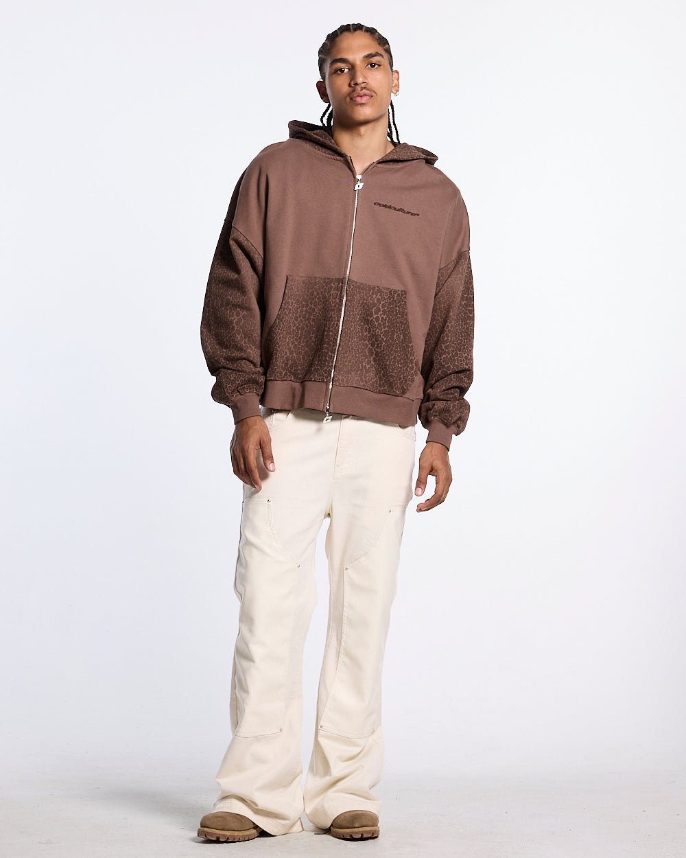 STRIPE ZIP HOODIE BROWN - Cold Culture #man