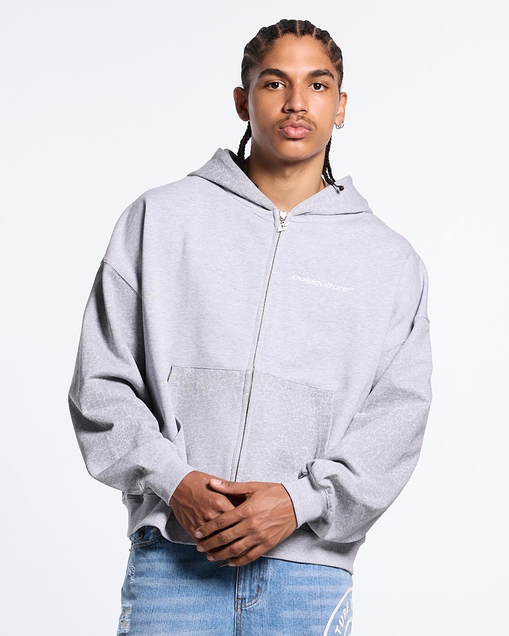 STRIPE ZIP HOODIE HEATHER GREY - Cold Culture #man