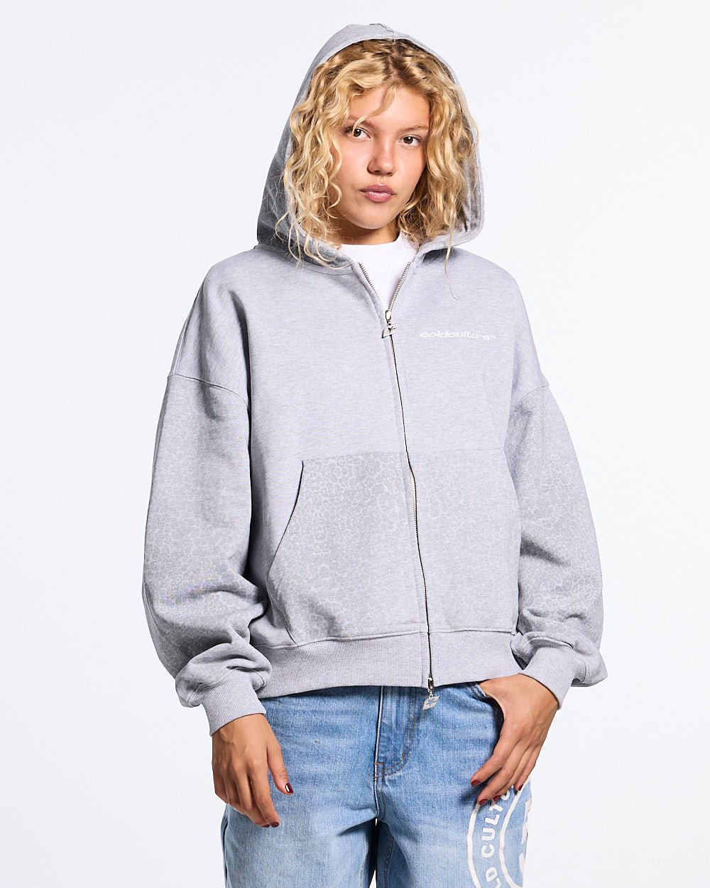 STRIPE ZIP HOODIE HEATHER GREY - Cold Culture #woman