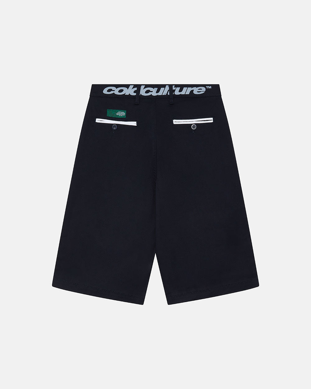 SUIT JORTS DARK BLUE - dark navy tailored shorts, back view - Cold Culture #packshot