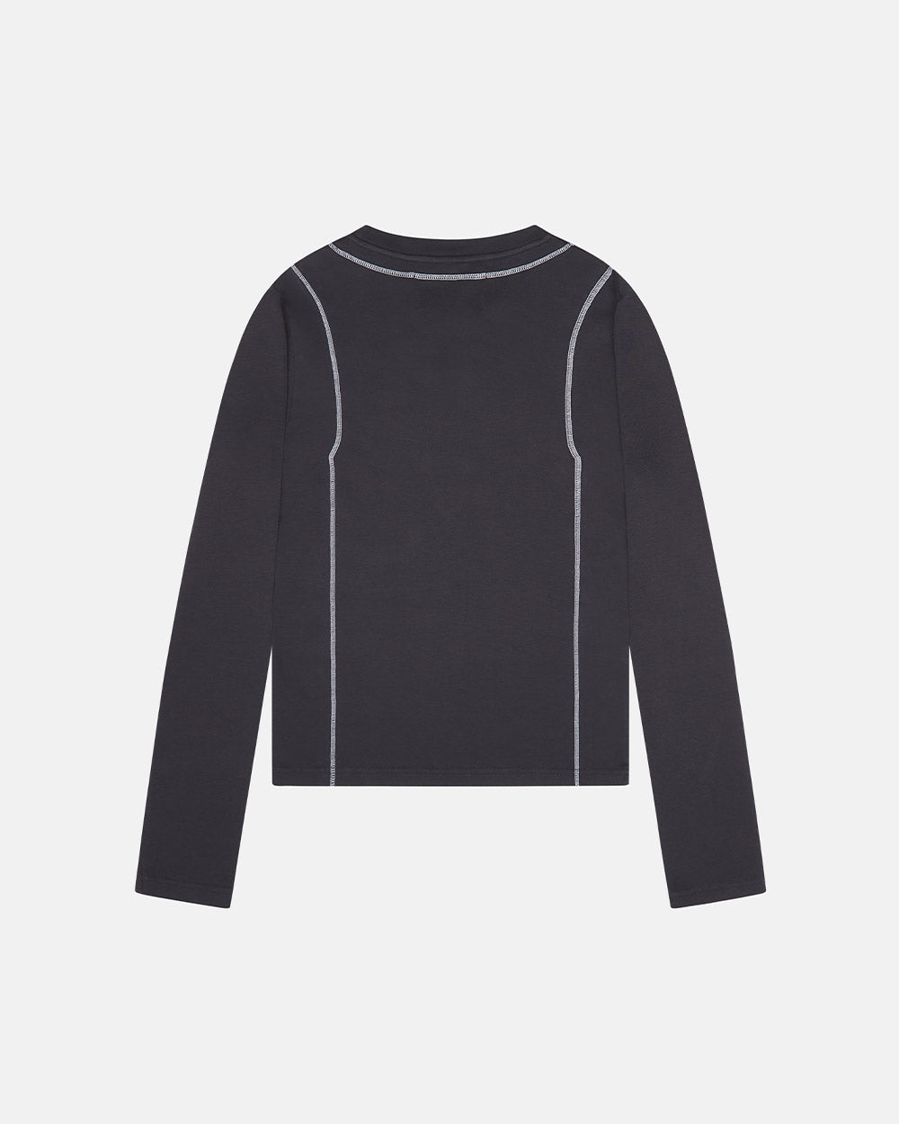 SURVIVOR LONGSLEEVE BLACK - black contrast stitch longsleeve tee, back view - Cold Culture #packshot