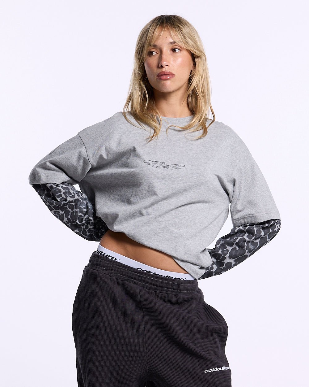 TABBY DOUBLE LONGSLEEVE TEE HEATHER GREY - Cold Culture #woman