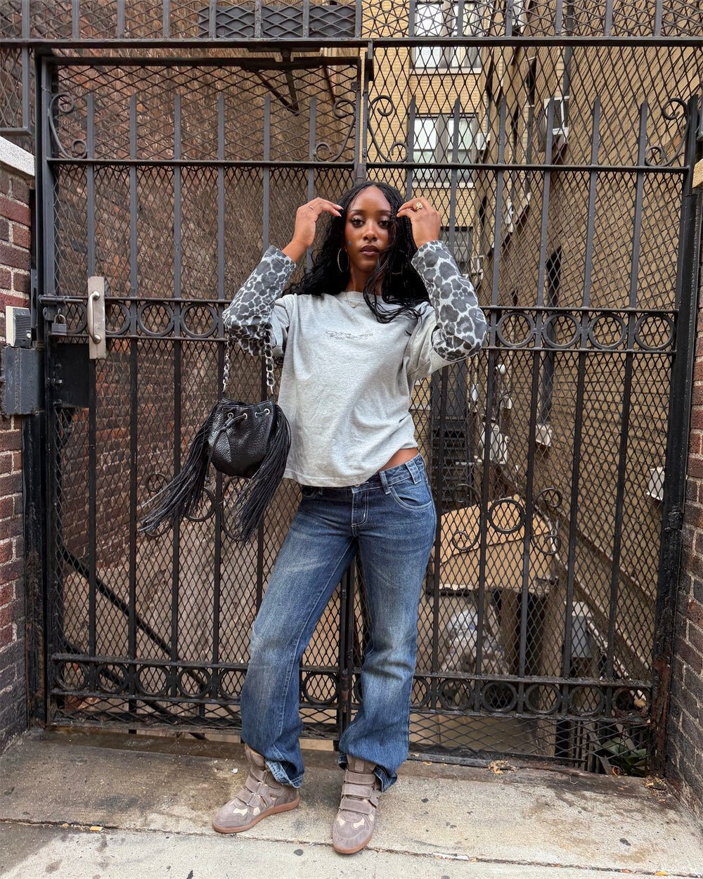 TABBY DOUBLE LONGSLEEVE TEE HEATHER GREY - Cold Culture