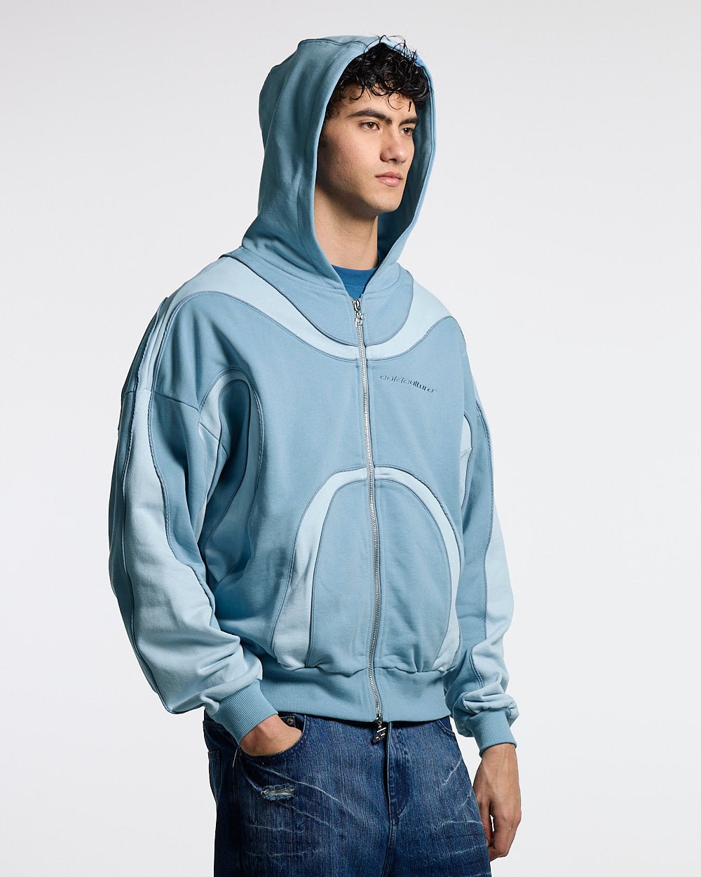 TAKE OFF FLEECE ZIP HOODIE LIGHT BLUE - Cold Culture #man