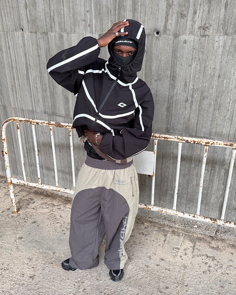 TAKE OFF LIGHTWEIGHT JACKET BLACK - black reflective trim jacket, street style shot - Cold Culture