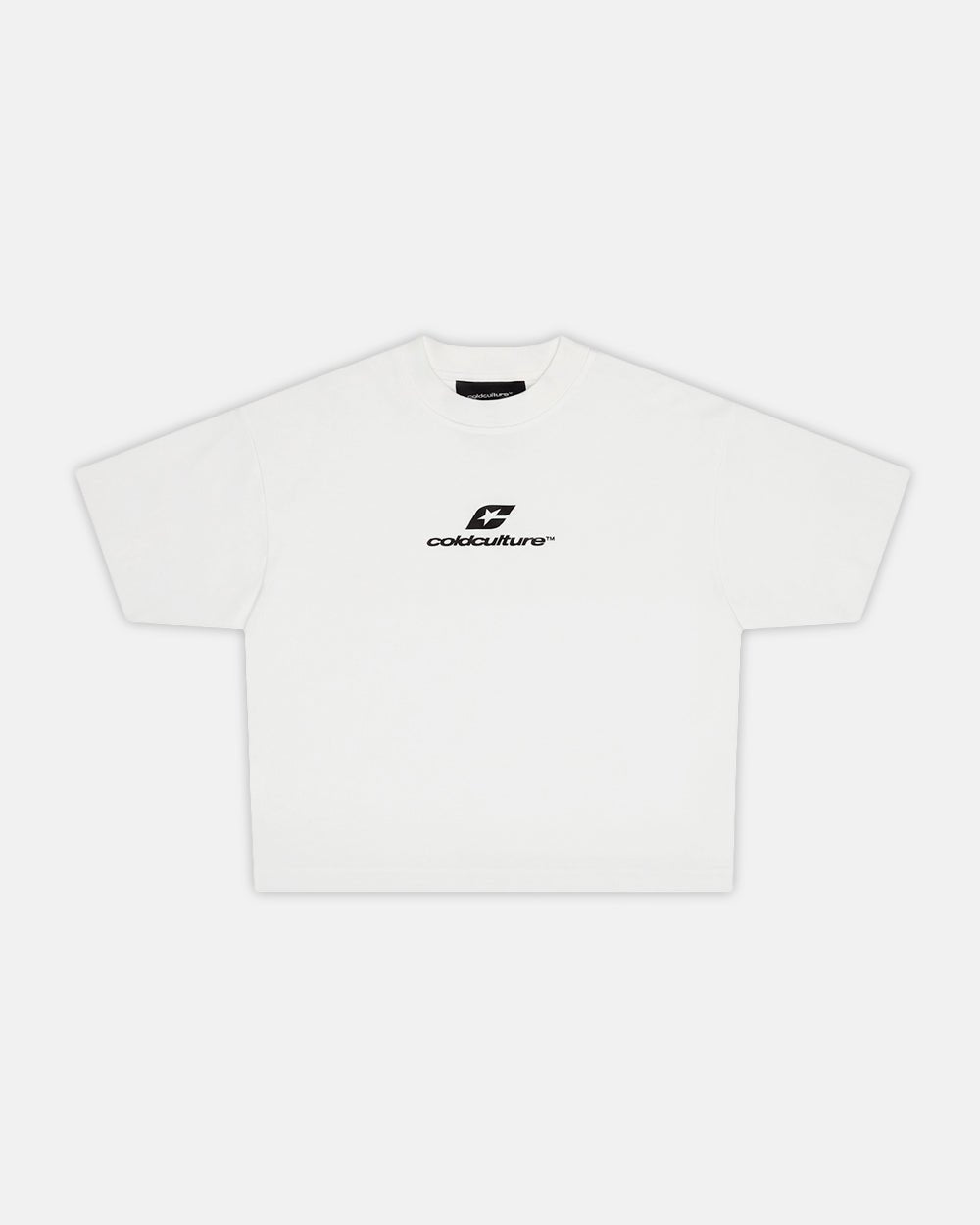 TARTAN CURVED TEE WHITE - white graphic print tee, front view - Cold Culture #packshot