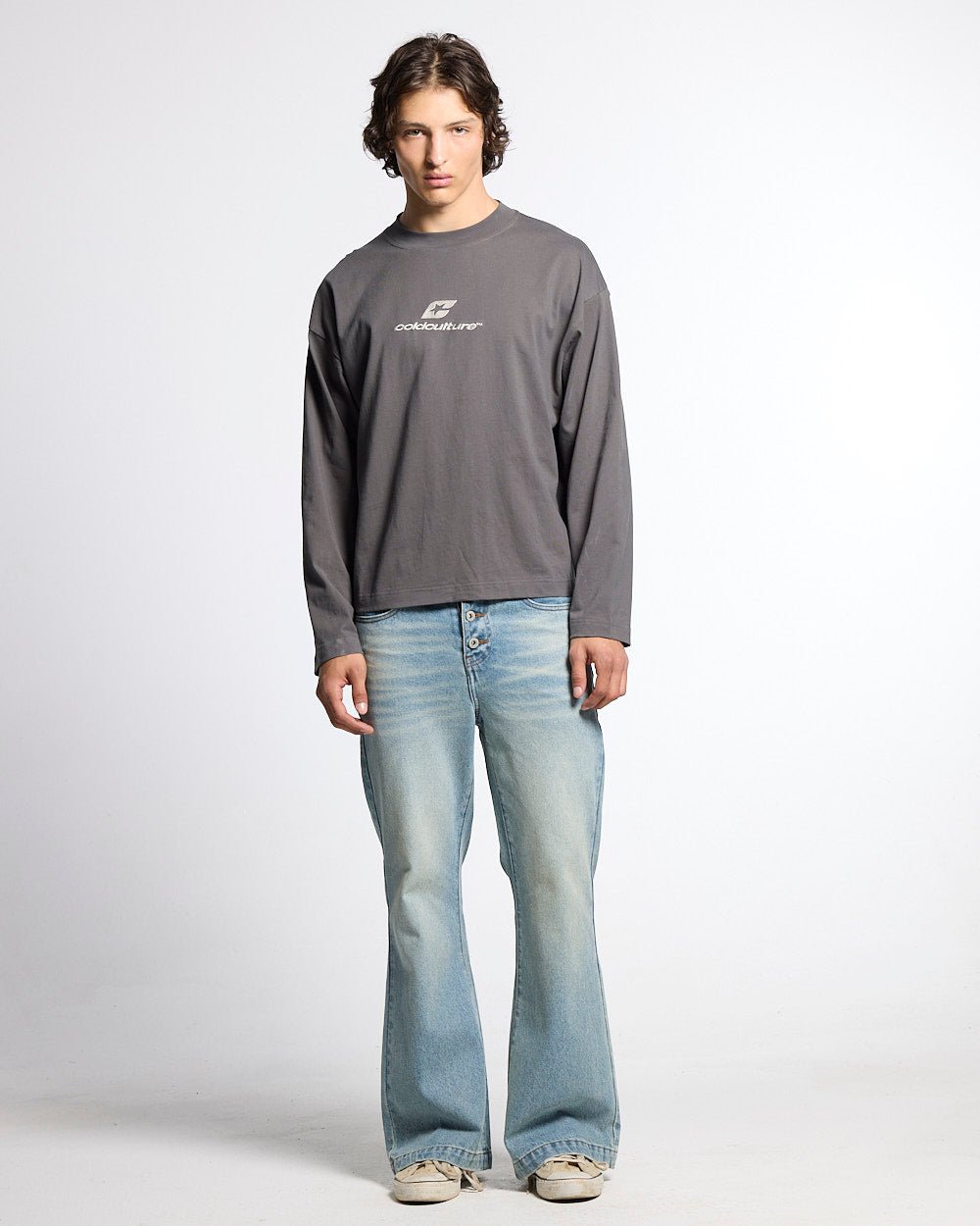 TARTAN DISTRESS CURVED LONGSLEEVE BLACK - Cold Culture #man