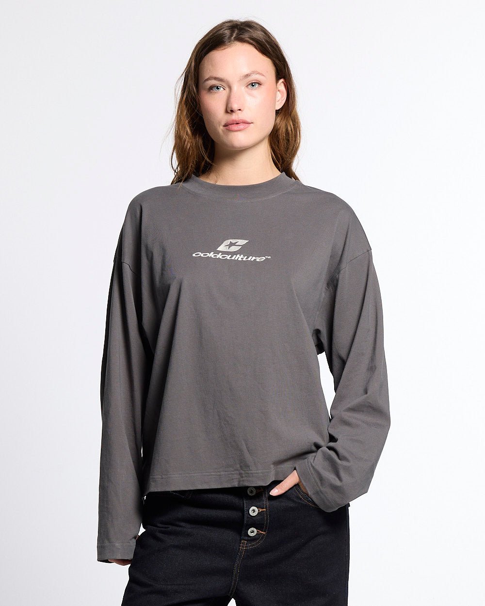 TARTAN DISTRESS CURVED LONGSLEEVE BLACK - Cold Culture #woman