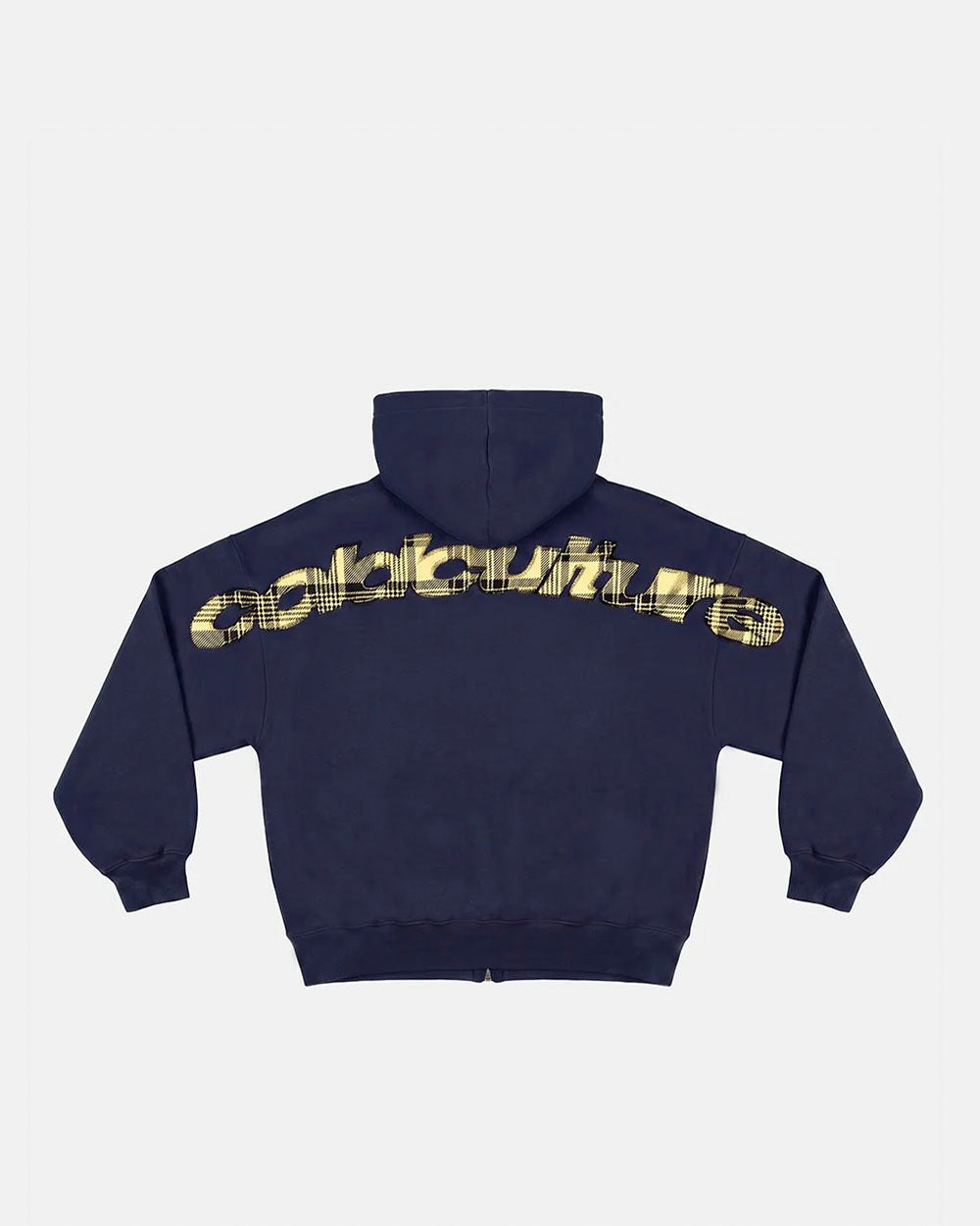 TARTAN DISTRESS CURVED ZIP HOODIE BLUE - Cold Culture #packshot