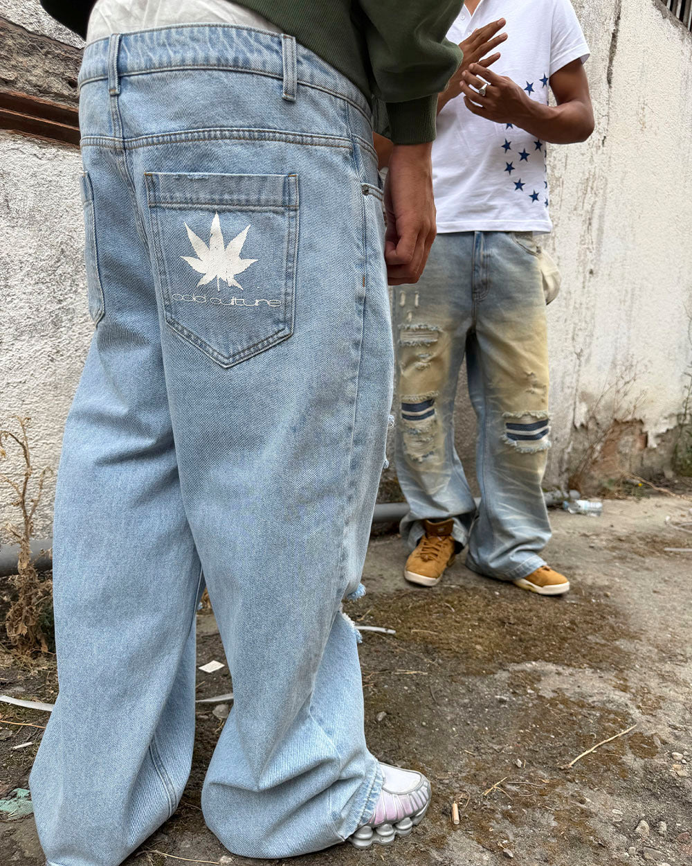 TATTERED PANTS LIGHT DENIM - Cold Culture