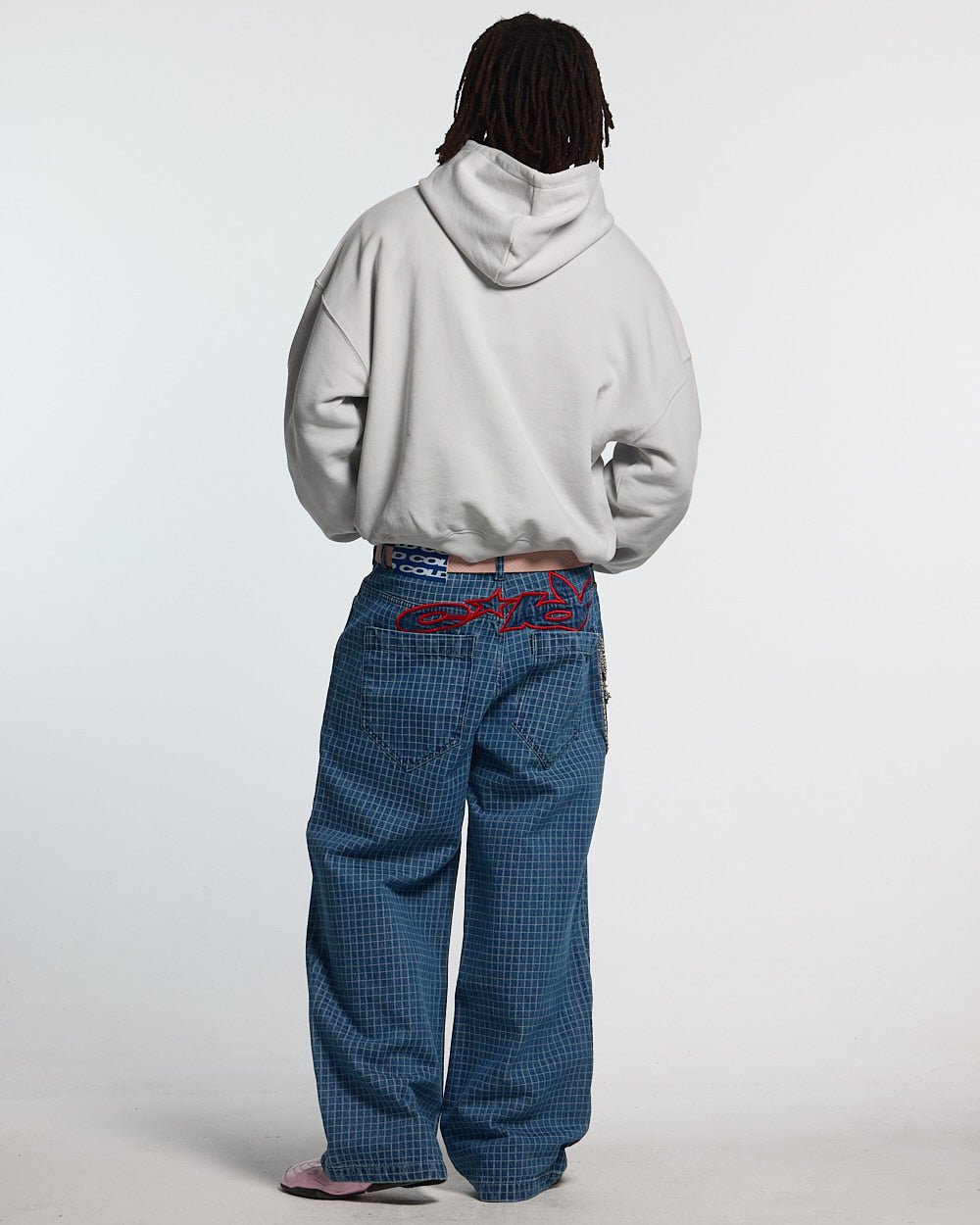 TEASE ME HOODIE GREY - grey graphic print hoodie, back view on male model - Cold Culture