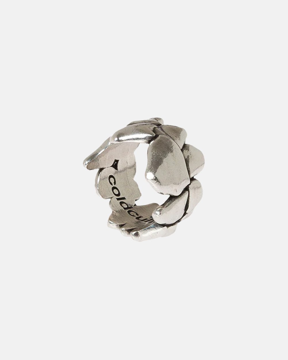 TEETH RING - chunky silver ring, front view - Cold Culture #packshot