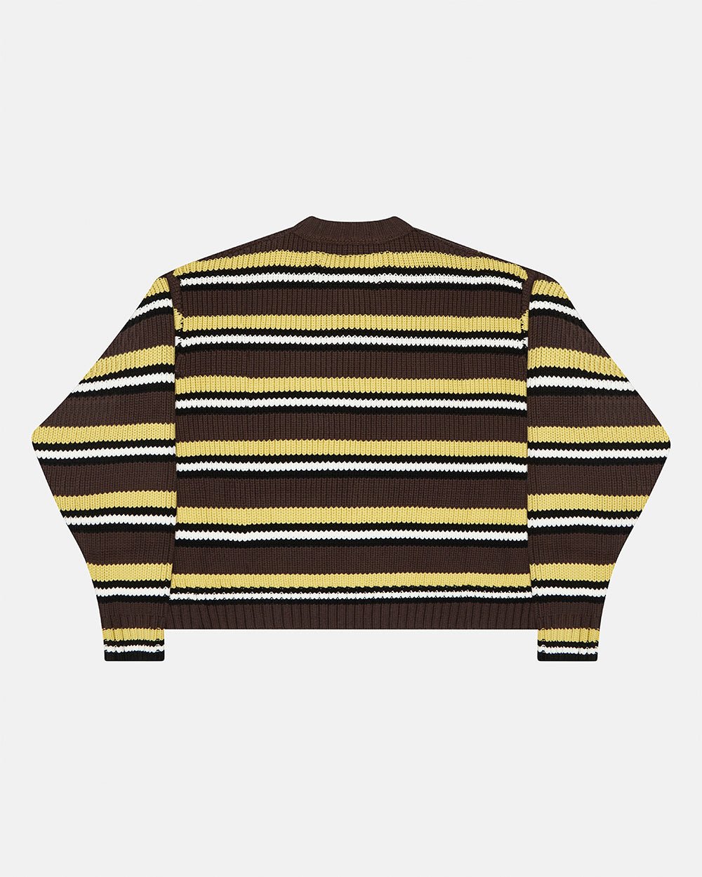 TIMELESS KNITWEAR BROWN - brown striped knit sweater, back view - Cold Culture #packshot